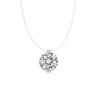 crayfomo Ciondolo con diamante singolo zircone brillante da 8mm, collana invisibile semplice da 39cm, brillante e alla moda, adatto per l'usura quotidiana delle donne e per la donazione di regali