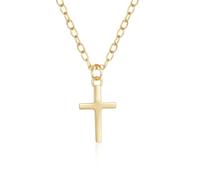 crayfomo Collana a croce in argento sterling S925, semplice ciondolo a croce in oro, catena classica e versatile