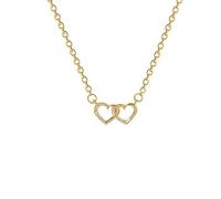 crayfomo Collana a doppio cuore Collana con ciondolo a strati d'oro da donna, Delainty Openwork Love Charm Charm Catena regalo per tutti i giorni da indossare e impilare