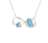 crayfomo Collana a farfalla con zirconi blu da donna, figura 8 gioielli in ottone, ciondolo elegante per feste e moda di tutti i giorni