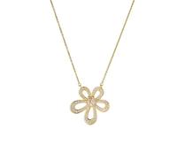 crayfomo Collana a forma di fiore cava, Collana con zirconi scintillanti, Accessorio versatile di lusso leggero, Adatto per il pendolarismo quotidiano e l'abbigliamento da datazione