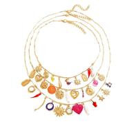 crayfomo Collana arcobaleno surfista Heishi per donne Collana girocollo con perline a sfera impilabile a forma di pagliette
