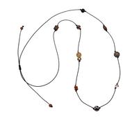 crayfomo Collana bohémien in corda nera con perline da donna, girocollo regolabile con perline di pietre multiple e legno, gioiello dallo stile naturale e rurale