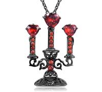 crayfomo Collana con amuleto gotico da strega con pietra rossa - Gioielli scuri da uomo e donna per ciondoli da strega, collana a catena e rituali di candela