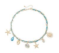 crayfomo Collana con ciondoli da donna, Girocollo con ciondolo a forma di conchiglia dorata, accessori per gioielli colorati Boho, regalo