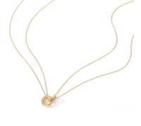 crayfomo Collana con ciondolo a doppio anello placcata in oro-Catena con strass a strati minimalista, Gioielli moderni da donna