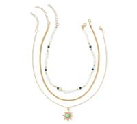 crayfomo Collana con ciondolo a forma di stella a otto punte stile vacanza bohémien con perla gioielli regalo festivo da donna