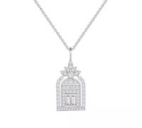 crayfomo Collana con ciondolo castello di strass da donna girocollo con zircone girocollo in argento sterling ipoallergenico gioielli da favola
