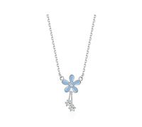 crayfomo Collana con ciondolo fiore blu con decorazioni di cristallo appese da donna, gioielli eleganti da indossare ogni giorno