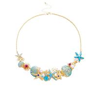 crayfomo Collana con conchiglia di vento marino, catena di corallo di vento vacanza, gioielli di design piccolo per feste studentesche, abbigliamento vacanza, pendolari quotidiani e incontri