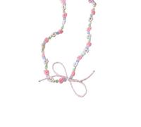 crayfomo Collana con fiocco di perline colorate, luminosa e rinfrescante, un regalo estivo per le signore