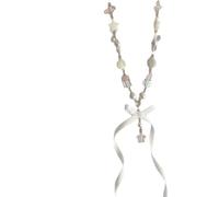crayfomo Collana con fiocco in stile balletto con fiocco in velluto dolce con nastro lungo a forma di fiocco con ciondolo regolabile gioielli regalo da donna