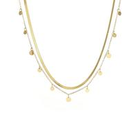 crayfomo Collana con frangia a doppio strato placcata in oro 18K con catena a strati regolabili e collana con frangia rotonda in oro per donna Vita quotidiana