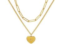 crayfomo Collana con pendente a cuore in oro e argento per donna, Catena per clavicola con rilevamento avanzato, roba alla moda, regali per compleanno e donna