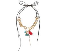 crayfomo Collana con Pendente in Resina e Charm Multicolore Irregolari, Collana Bohéme a Strati per Donna, Gioiello Giocoso di Impatto per il Quotidiano e i Viaggi