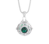 crayfomo Collana con Pendente Sfera Traforata e Pietra Verde, Ciondolo Vintage dall'Aura Misteriosa, Collana Sfera Incisa per Donna e Uomo