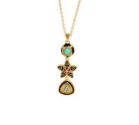 crayfomo Collana con Pendenti Multielemento, Charm Stella Cerchio e Turchese con Catena Dorata, Gioiello di Moda Regolabile per Donna