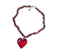 crayfomo Collana Con Perline D'amore Dolce E Cool Per Ragazze Adolescenti: Perline Irregolari In Vetro Colorato, Ciondolo A Cuore In Lega, Catena Della Clavicola Regolabile