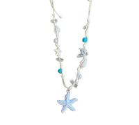 crayfomo Collana con stella marina e perle di conchiglia, per abiti estivi da donna, con accessori, collana con conchiglie e perline a forma di stella marina