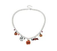 crayfomo Collana Con Teschio Di Zucca Di Halloween, Gioielli Gotici A Catena Regolabile, Pezzo Di Dichiarazione In Lega Di Rame (23g, 40+ 5cm)