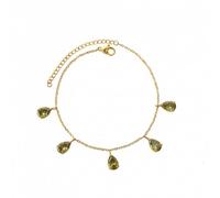 crayfomo Collana con Zircone Verde Foresta-5 Girocollo in Acciaio Titanio in Acciaio, 18 5cm Catenina Minimalista Regolabile da Donna (10x6mm)