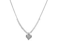 crayfomo Collana Cuore Argento per Donne, Acciaio Titanio Cuore 3D Gonfio Pendente a Cubo Perline, Catena Serpente Dainty, Minimalista Y2K Punk Gioielli Estetici, Adatto per Uso Quotidiano