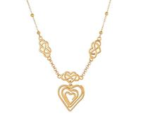 crayfomo Collana da donna in acciaio inossidabile con nodo cinese a strati e cuore dolce occidentale, catena a maglie dorate bicolore, lunghezza regolabile 44+5 cm, leggera, 11 g, resistente