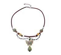 crayfomo Collana Del Cavo Di Cuoio Della Farfalla, Tendenza Personalizzata, Personalità Di Evidenza, Multi-scena Applicabile, Progettazione Unica Con Grande Struttura, Unisex