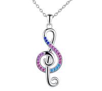 crayfomo Collana della nota musicale per la donna, disegno squisito con l'intarsio colorato dello zircone, perfetto per usura quotidiana, regalo