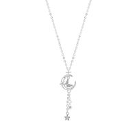 crayfomo Collana di luna da donna, Collana con ciondolo a farfalla in argento con nappa e ciondolo a stella, elegante catena regolabile per tutti i giorni gioielli regalo