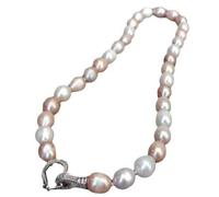 crayfomo Collana di perle a forma di gradiente rosa e bianco con temperamento elegante, catena a clavicola, versatile per feste, feste e regali