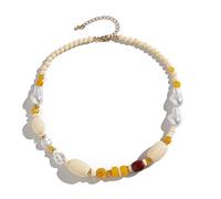 crayfomo Collana di perle di cera d'api calda, gioielli vintage in ambra, collana di design a strati multistrato, accessori in stile boemo, temperamento regalo per lei/lui