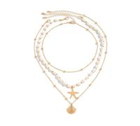 crayfomo Collana di perle di Seashell con stelle marine a strati da donna Collane di Boho Ocean Summer Beach per le vacanze alla moda accessori di gioielli