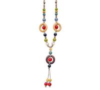 crayfomo Collana di perline colorata stile bohémien collana di accento circolare collana lunga con perline adatta per feste, feste, compleanni, lavoro e vita quotidiana