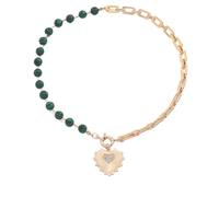 crayfomo Collana girocollo con perline in malachite verde a catena in oro con ciondolo a cuore Sunburst gioielli adatti per feste, datazioni e vita quotidiana