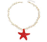crayfomo Collana girocollo di stelle marine di conchiglia di Boho Collana con perline di stelle rosse Collana estiva da spiaggia Surfer Seashell per feste gioielli da donna