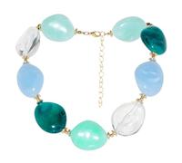 crayfomo Collana grossa a strati bohemia da donna, collane a catena con perline verdi esagerata, accessorio Boho gioielli regalo