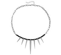 crayfomo Collana pendente con rivetto con perline nere da donna Y2k Goth con catena unced punk collane girocollo con perline con fiocco e nappa girocollo gioielli hip hop regalo