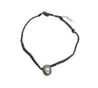 crayfomo Collana Seashell arricciata-Corda di cotone intrecciata e catena di strati antichi | Bohemian Beach Vacation Jewelry (36cm)