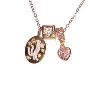 crayfomo Creative Cat Love Diamond Set Collana in oro rosa Decorazione al collo alla moda e personalizzata