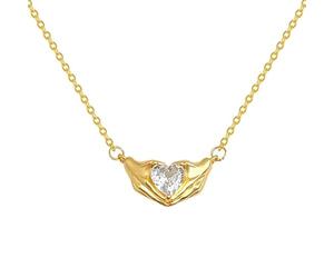 crayfomo Custode della catena della clavicola del cuore mani d'oro che tengono il diamante amore ciondolo brillante zircone romantico implicazione collana