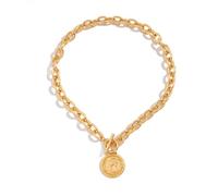 crayfomo Girocollo con ciondolo a medaglione rotondo, accessorio da donna per ufficio alla moda, adatto a più scenari, metallo retrò con un forte senso di design, unisex