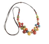 crayfomo Hippie Boho, collana rotonda con perline rotonde colorate, collana regolabile, con catena di corda, accessorio regalo per gli amici