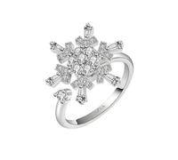 crayfomo Lady Snowflake Rotating Ring, Adjustable Open-ended Zirconia Ring, Personalized Jewelry and Attractive Accessories for Party Occasions