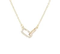 crayfomo Lady's Double-ring Geometric Zirconia Necklace, A Ring-and-ring Interlocking Pendant Necklace, A Unique Piece of Jewelry and A Charming Accessory for Parties