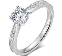 crayfomo Lady's Minimalist One-carat Ring, Round Zirconia Ring, Unique Jewelry and Charming Accessory for Parties