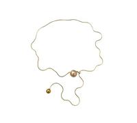 crayfomo Oro ondulato Lariat Y-Collana con ciondolo di perle, catena lunga 90cm, leggero 8,7g, design minimalista goccia, gioielli a strati per le donne, abbigliamento quotidiano e regalo