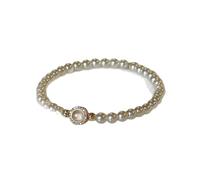 crayfomo Pearl Bracelet for Women,925 Sterling Silver Beaded Stretch Elastic Adjustable Bangle,Light Luxury Minimalist,Elegant Wedding Party Daily Gift for Her