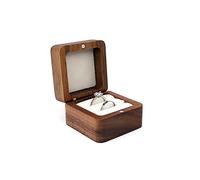 crayfomo Ring Box, Wooden Ring Box Mini Engagement Ring Holder Box with 2 Slots, Square Wedding Ring Box for Ring, Elegant And Retro Ring Holder Box for Wedding