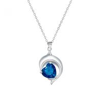 crayfomo S925 collana di cristallo blu a forma di cuore d'argento, squisito ciondolo ispirato all'oceano gioielli romantici da donna